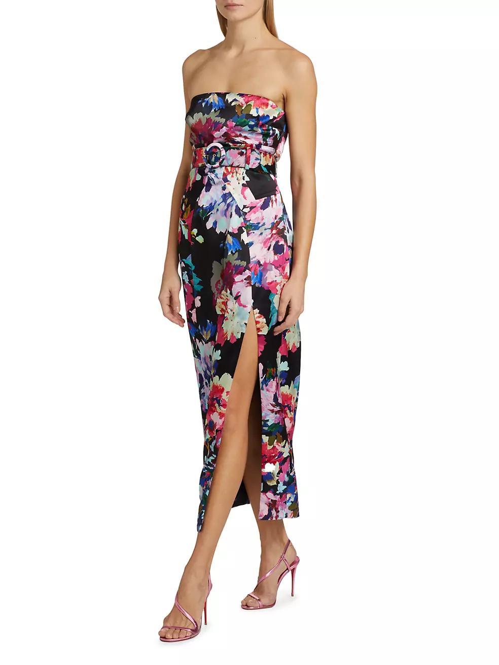 Anja Floral Strapless Belted Midi-Dress Product Image