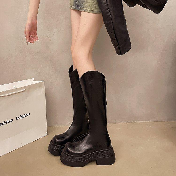 Platform Zip Knee High Boots product image