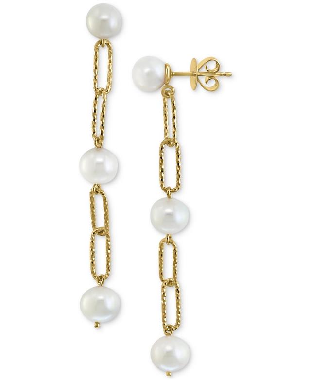 Effy Cultured Freshwater Pearl (7mm) Large Paperclip Link Drop Earrings in 18k Gold-Plated Sterling Silver Product Image