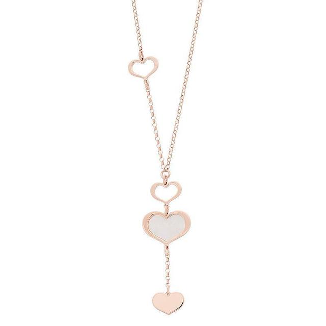 Rose Gold Tone Sterling Silver Mother-of-Pearl Heart Necklace, Womens Pink Tone Product Image