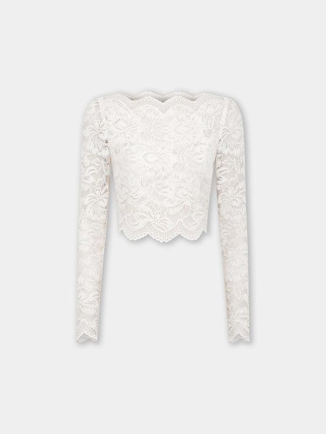 IVORY CROP TOP IN LACE Product Image