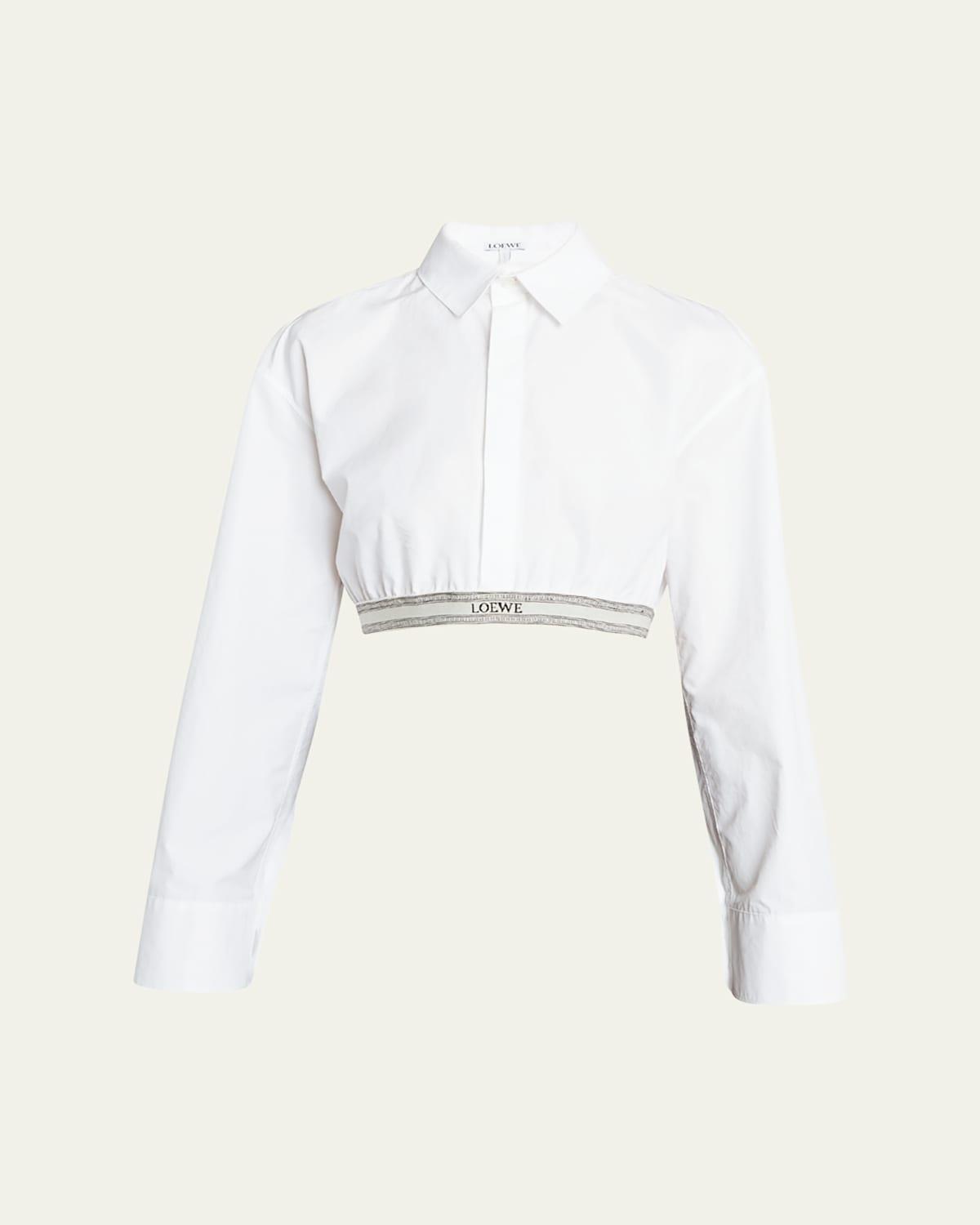 Button-Down Cropped Top with Logo Waistband Product Image