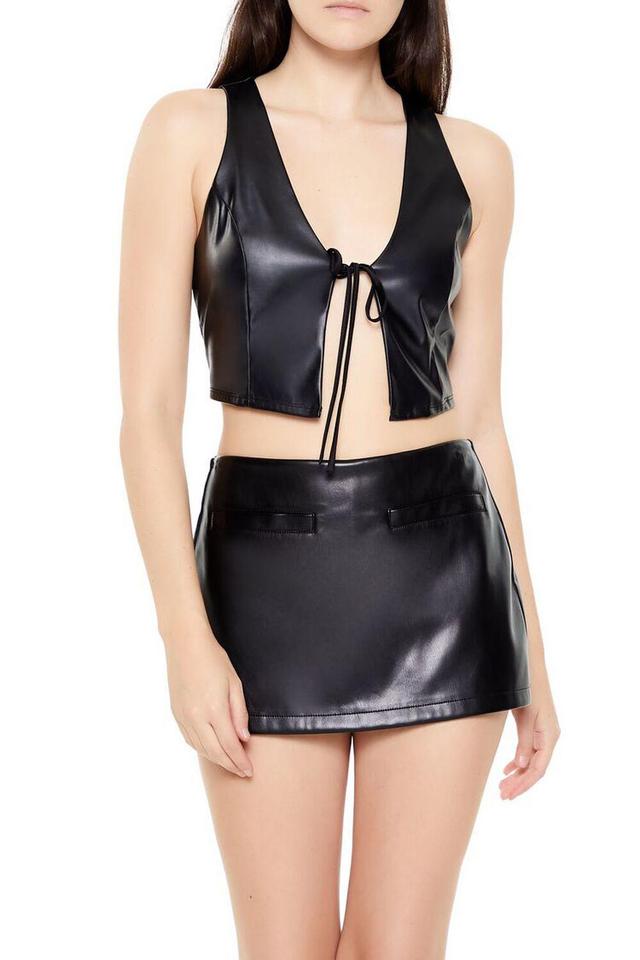 Faux Leather Split-Hem Crop Top | Forever 21 Product Image