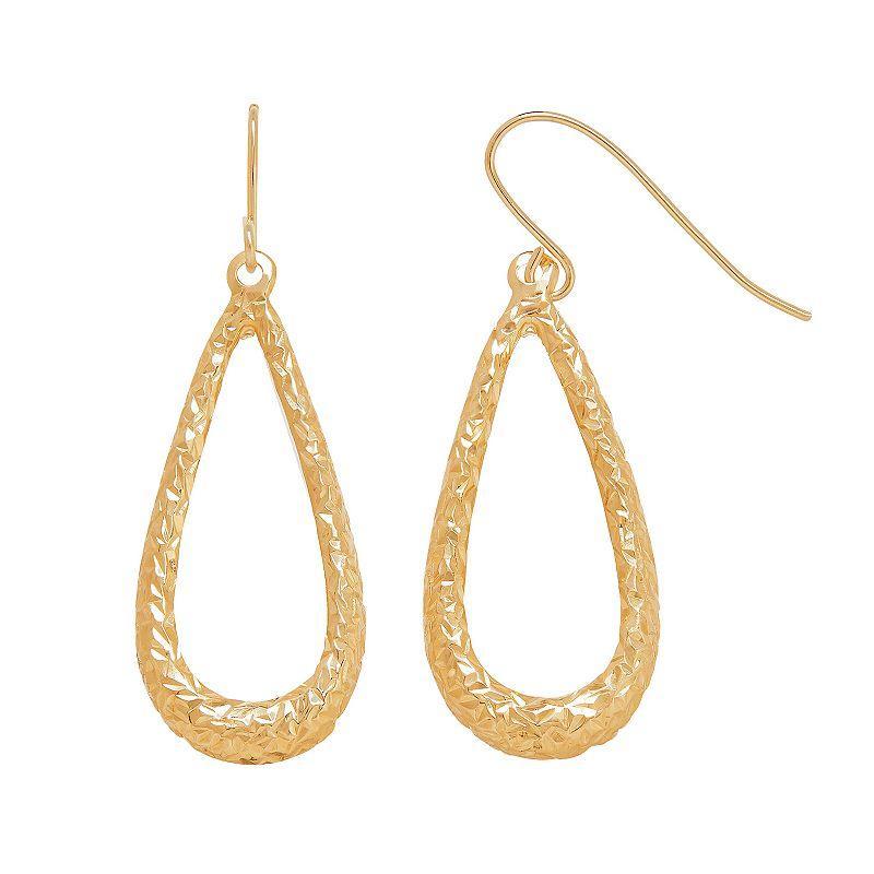 Everlasting Gold 14k Gold Textured Teardrop Earrings, Womens Product Image