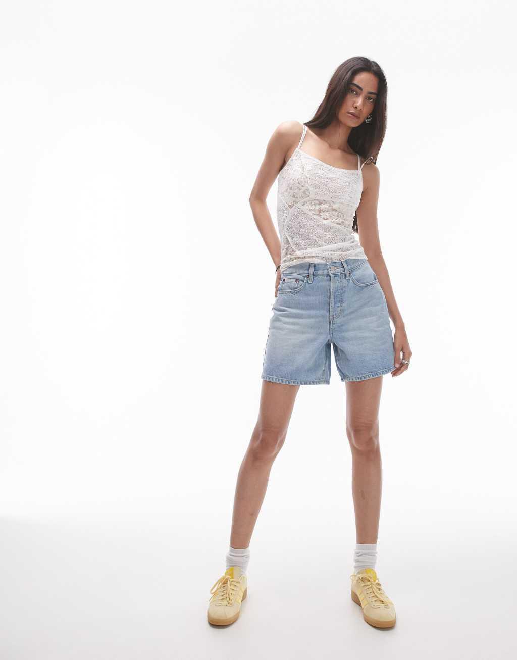 Topshop denim shorts in bleach Product Image