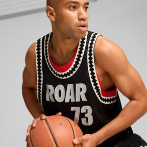 PUMA Media Day Men's Basketball Jersey in Black/For All Time Red Product Image