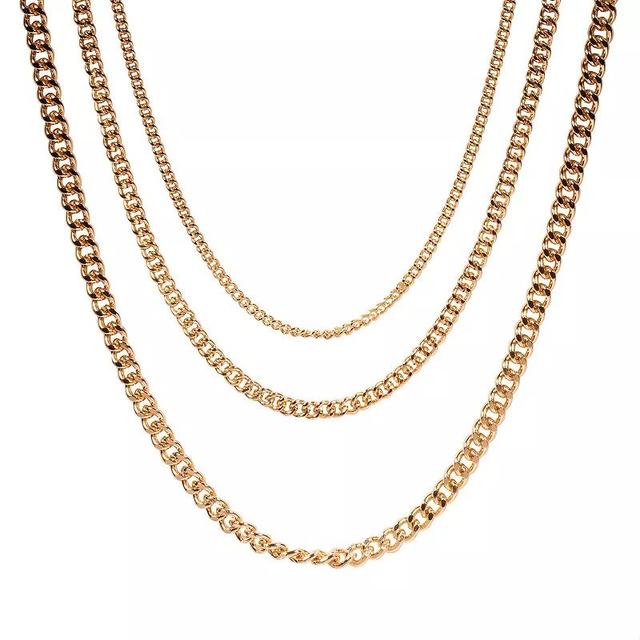 LC Lauren Conrad Gold Tone Multi-Row Flat Link Chain Necklace, Womens Product Image