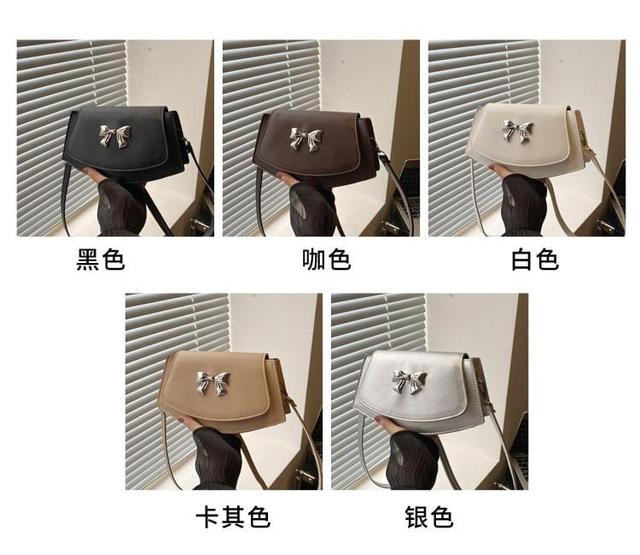 Bow Accent Faux Leather Flap Crossbody Bag Product Image