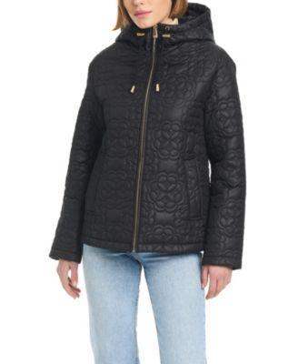 kate spade new york Womens Signature Zip-Front Water-Resistant Quilted Jacket Product Image