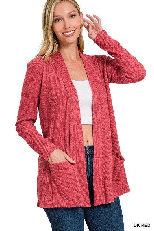 Mandy Heather Ribbed Sweater Cardigan Product Image