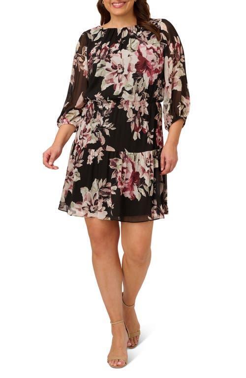 Adrianna Papell Floral Chiffon Dress Product Image