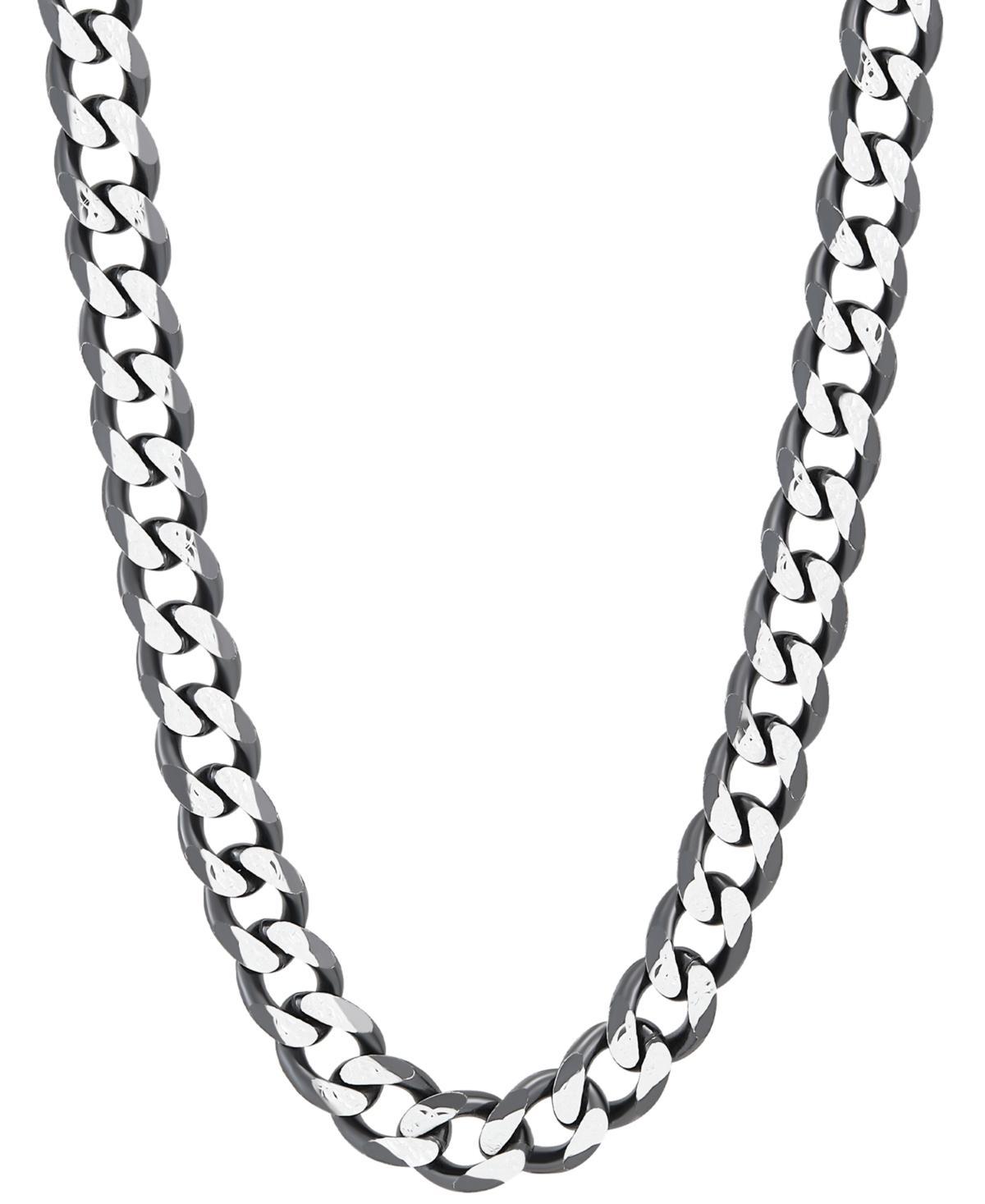 Italian Silver Mens Curb Link 22 Chain Necklace (6-1/4mm) in Sterling Silver & Black Ruthenium-Plate Product Image