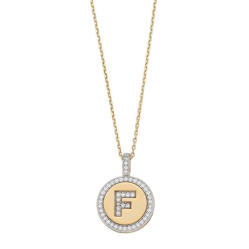 14k Gold Over Silver Cubic Zirconia Initial Pendant Necklace, Womens Product Image