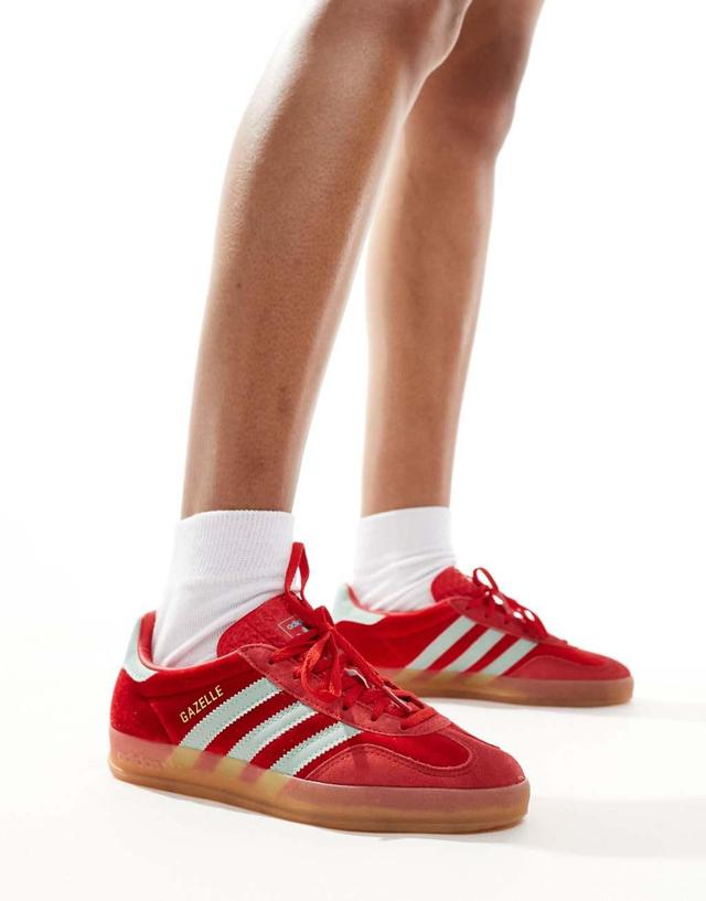 adidas Originals Gazelle Indoor sneakers in red and green Product Image