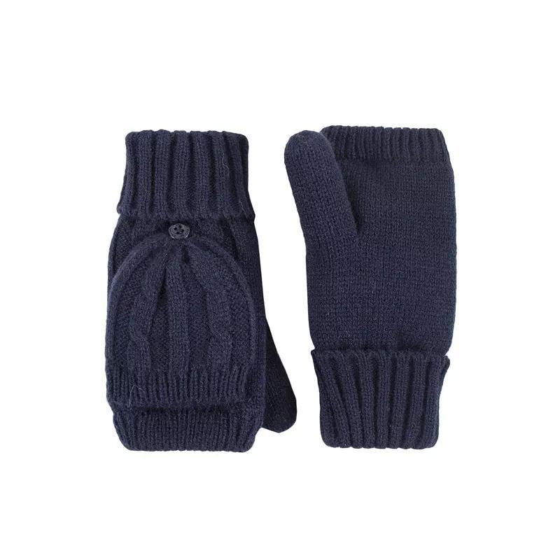 Womens Heat Holders Heatweaver Cable Knit Convertible Mittens, Blue Product Image