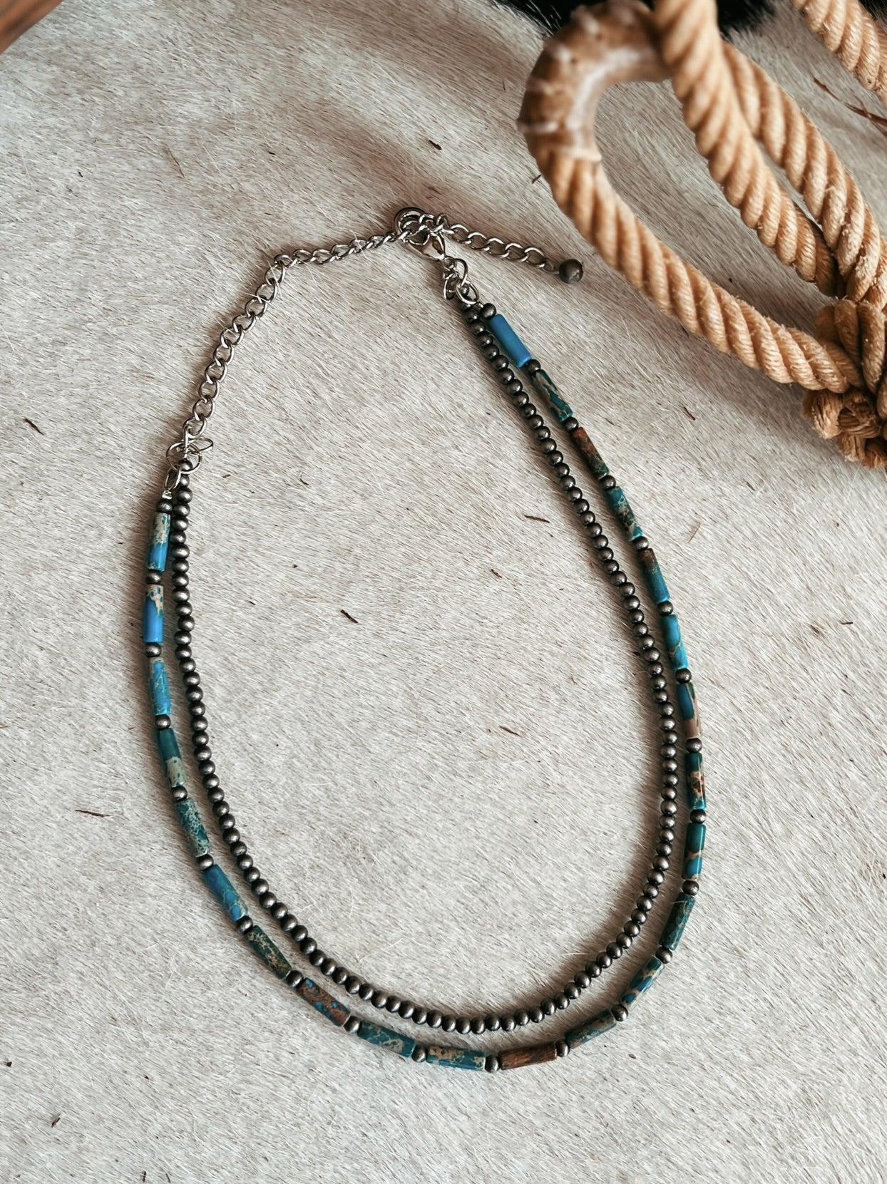 Double Strand Navajo Inspired Gemstone Bead Necklace Product Image