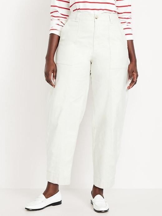 High-Waisted Canvas Barrel Ankle Pants Product Image