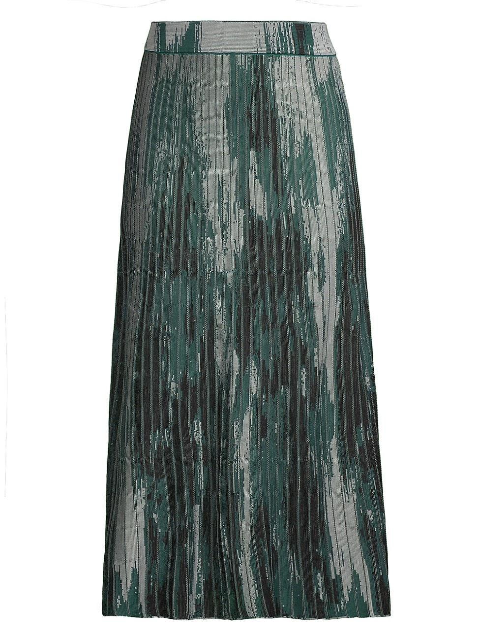 Womens Flare Printed Jacquard Knit Midi-Skirt Product Image