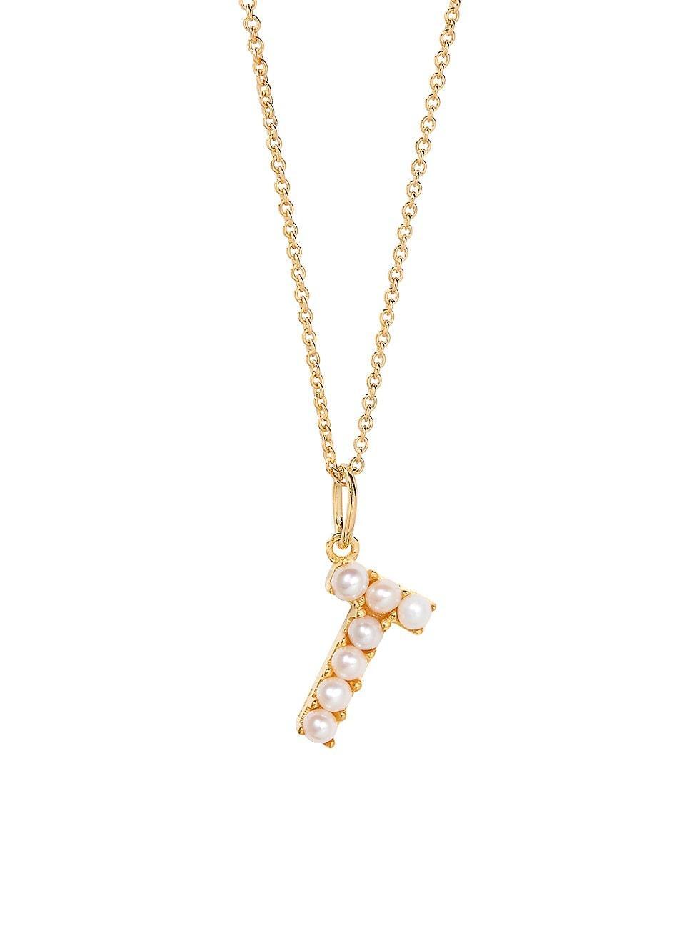 Womens Bridget Initial 14K-Gold-Plated & Freshwater Pearl Necklace Product Image