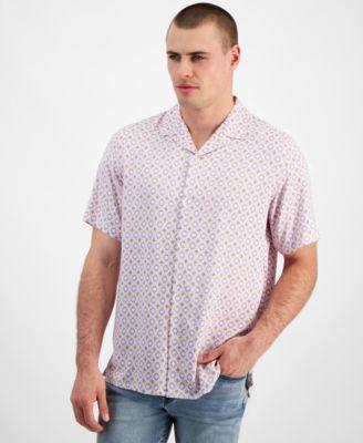 Men's Regular-Fit Medallion Foulard Button-Down Camp Shirt, Created for Macy's Product Image