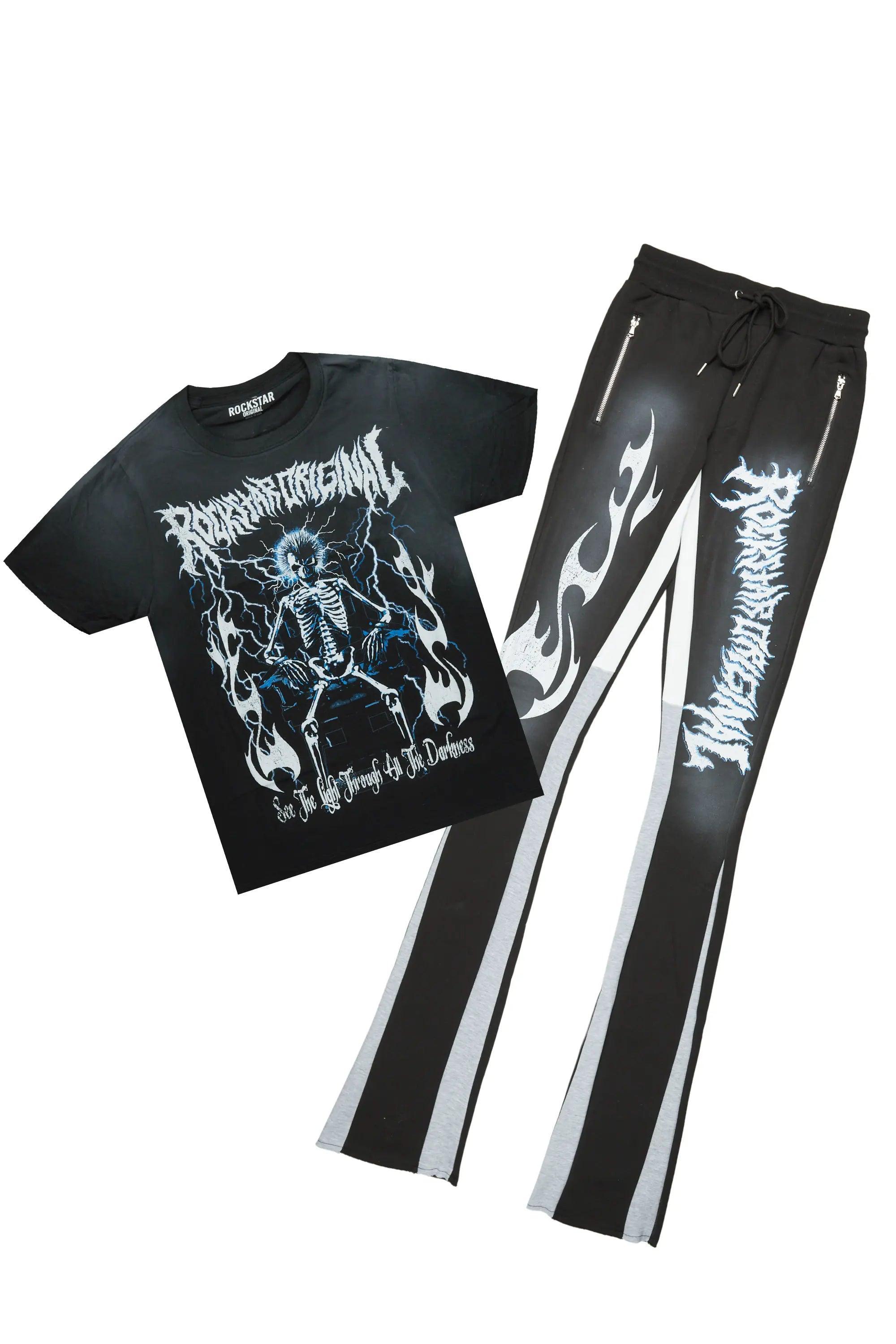 Deathrow Black T-Shirt/Super Stacked Flare Pant Set Male Product Image