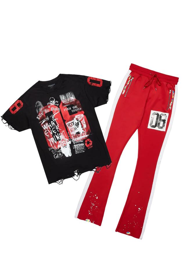 Grill Black/Red T-Shirt/Stacked Flare Track Set Male Product Image