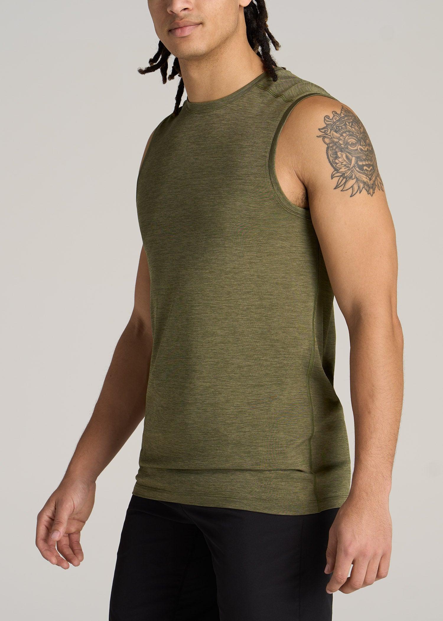 A.T. Performance MODERN-FIT Jersey Tank For Tall Men in Olive Mix Male Product Image