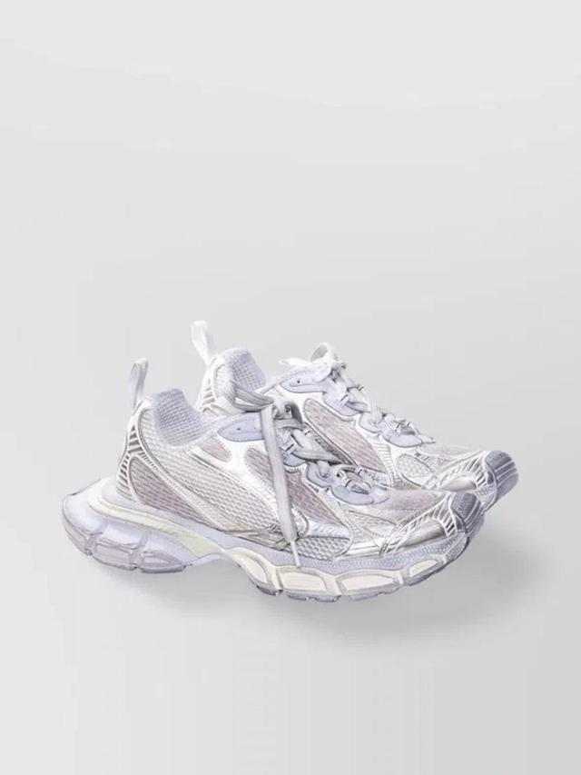 BALENCIAGA Low Top Sneakers In Silver Mesh Product Image