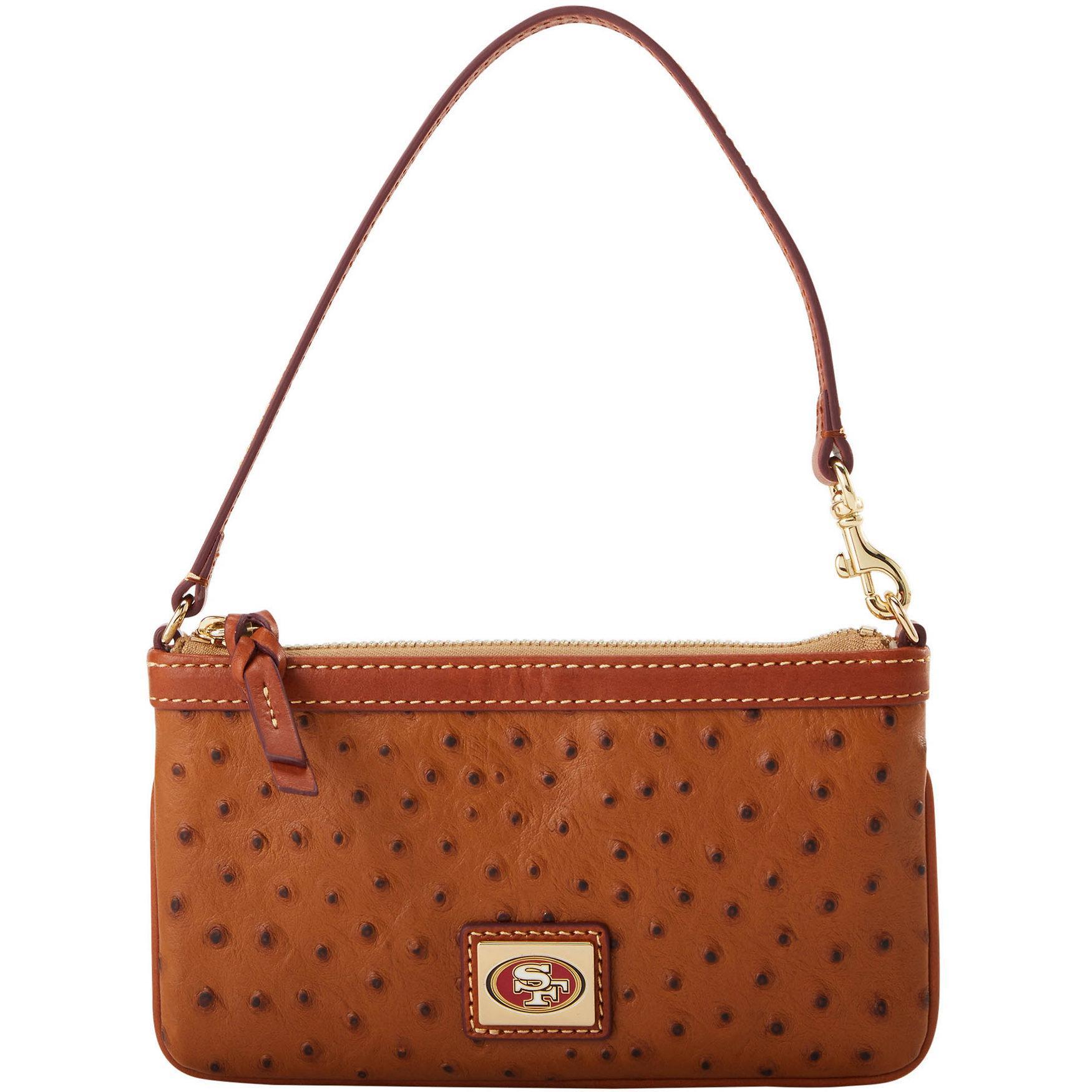 Dooney & Bourke Womens NFL 49ERS Large Slim Coated Cotton Wristlet in Caramel Product Image