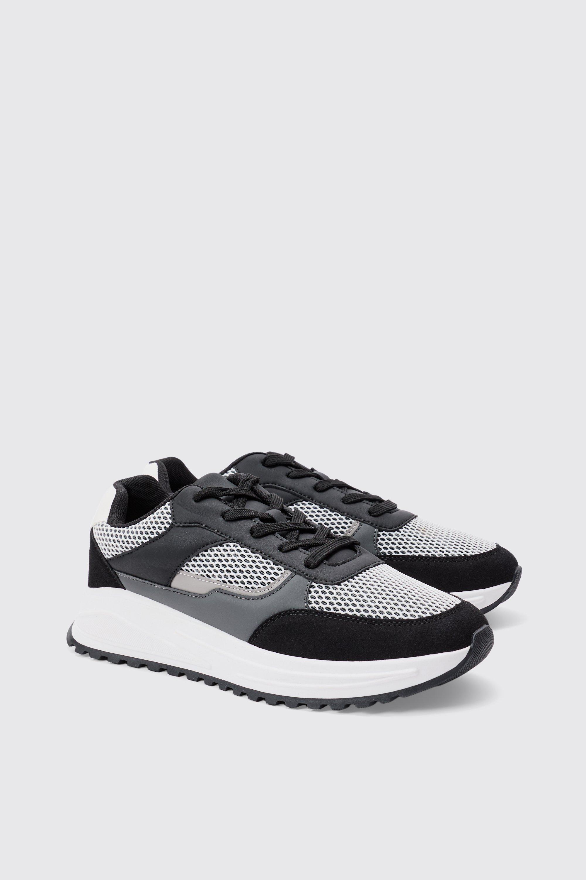 Tech Mesh Runner Sneakers | boohooMAN USA Product Image