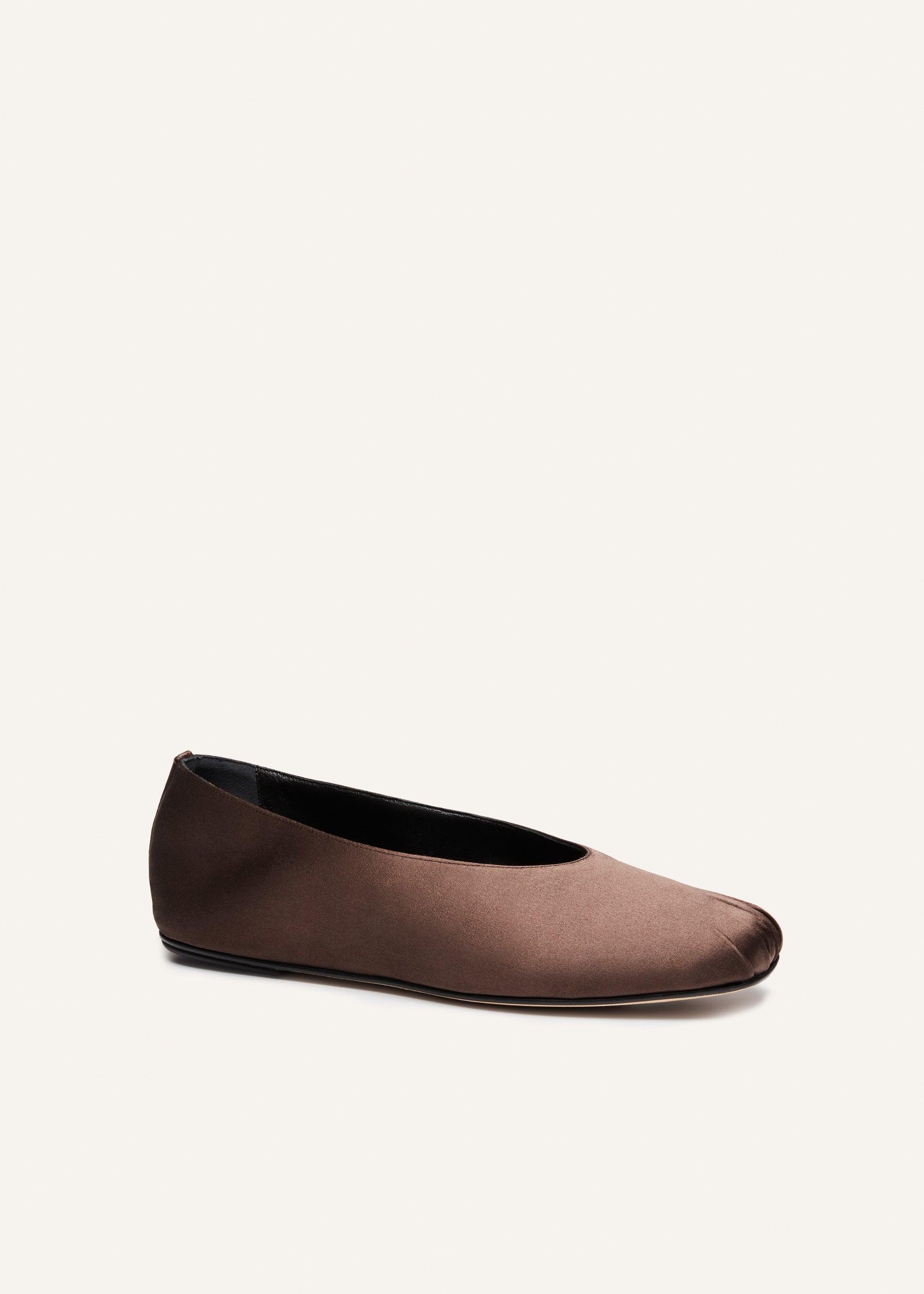 Satin ballet flats in chocolate Product Image