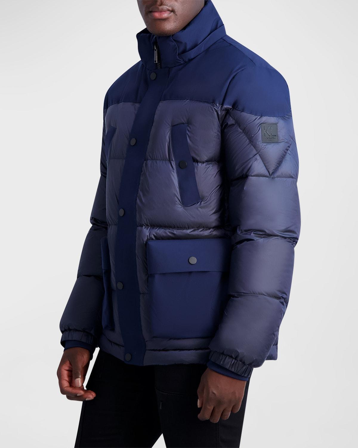 Karl Lagerfeld Paris Tonal Colorblocked Puffer Jacket Product Image