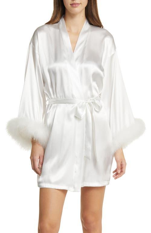 In Bloom by Jonquil Feather Trim Satin Robe Product Image