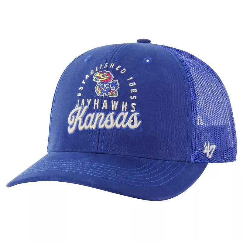 Mens 47 Royal Kansas Jayhawks Pitstop Trucker Adjustable Hat Product Image