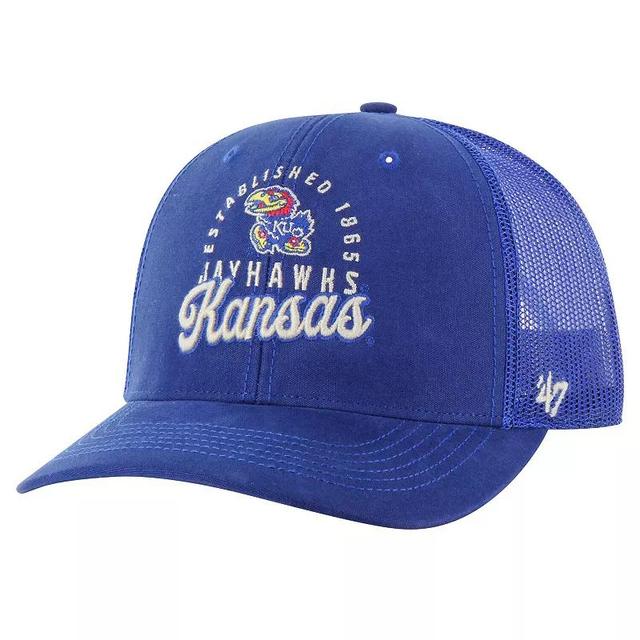 Mens 47 Royal Kansas Jayhawks Pitstop Trucker Adjustable Hat Product Image