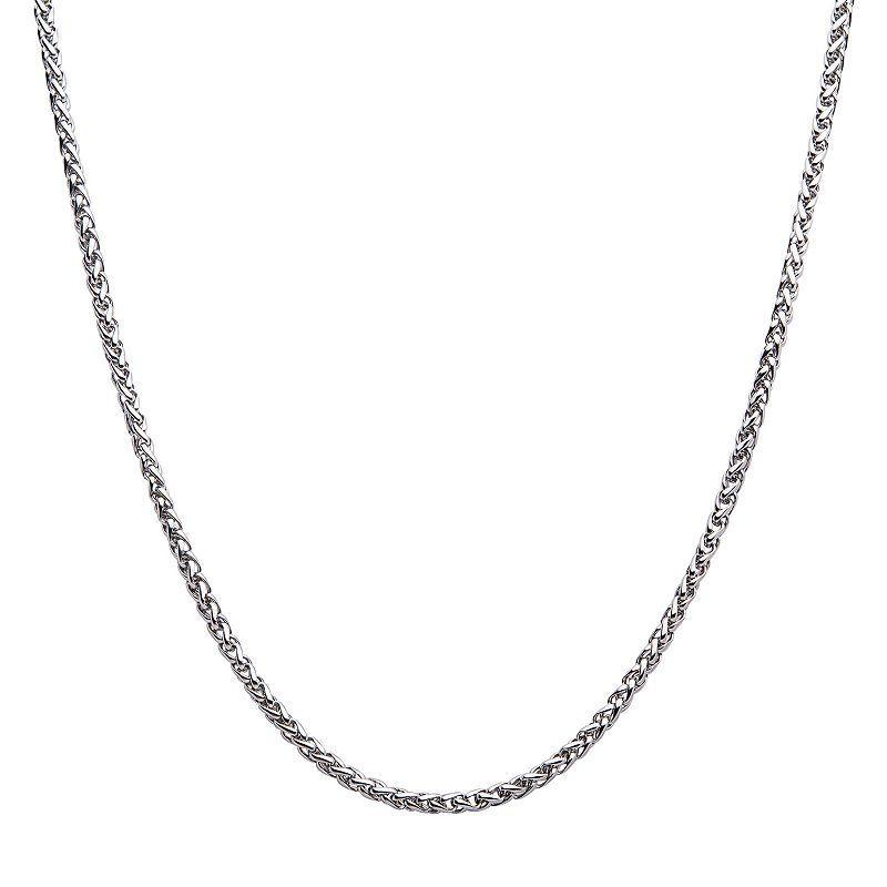 Stainless Steel 4 mm Wheat Chain Necklace, Mens Silver Product Image