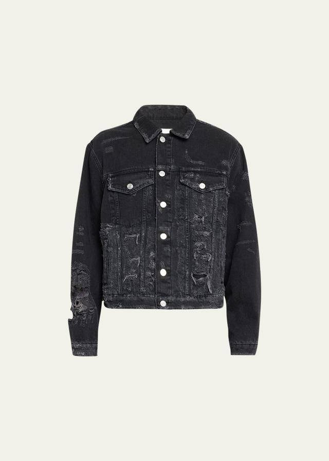 FRAME Shredded Denim Trucker Jacket Product Image