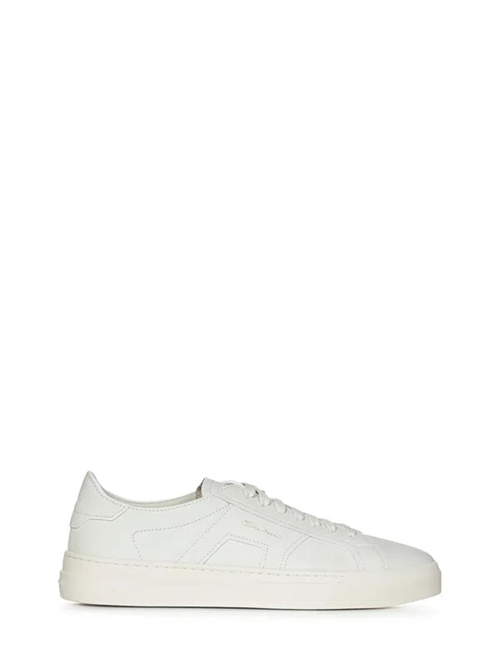 SANTONI Double Buckle Low-top Sneakers In Bianco Product Image