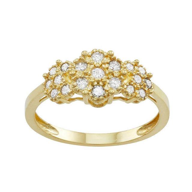 Tiara 10k Gold 3/8 Carat T.W. Diamond Flower Ring, Womens Product Image