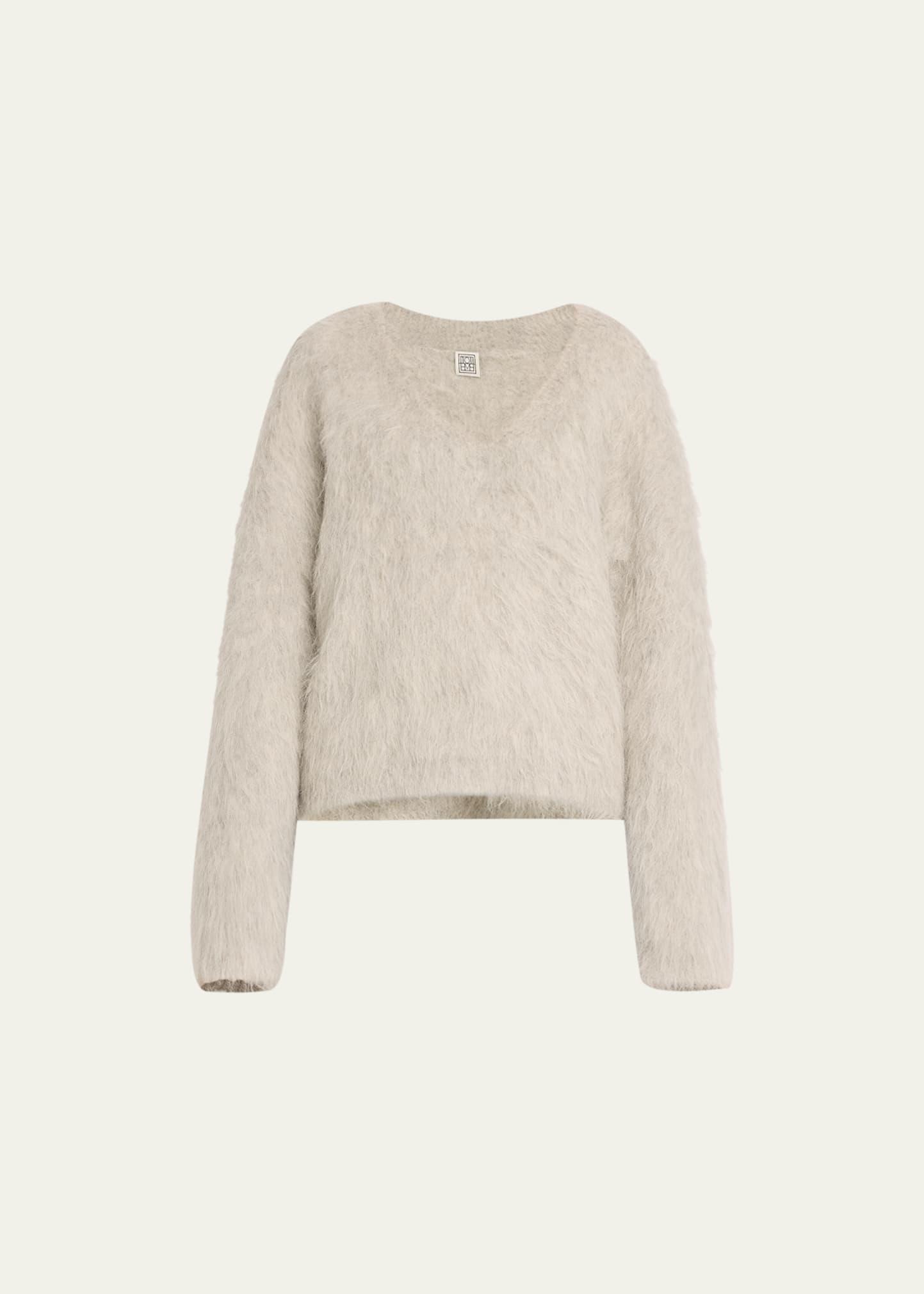 Toteme Petite Alpaca Blend Knit Sweater in Light Grey Product Image