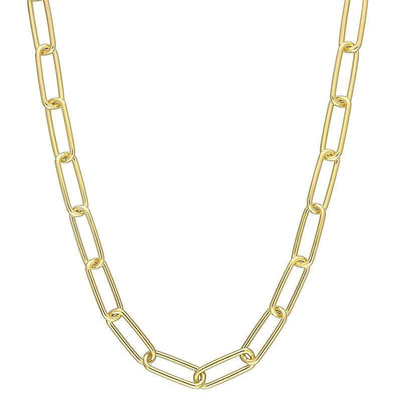 Stella Grace 18k Gold Over Silver 5 mm Paper Clip Link Chain Necklace, Womens 18k Gold Plated Product Image