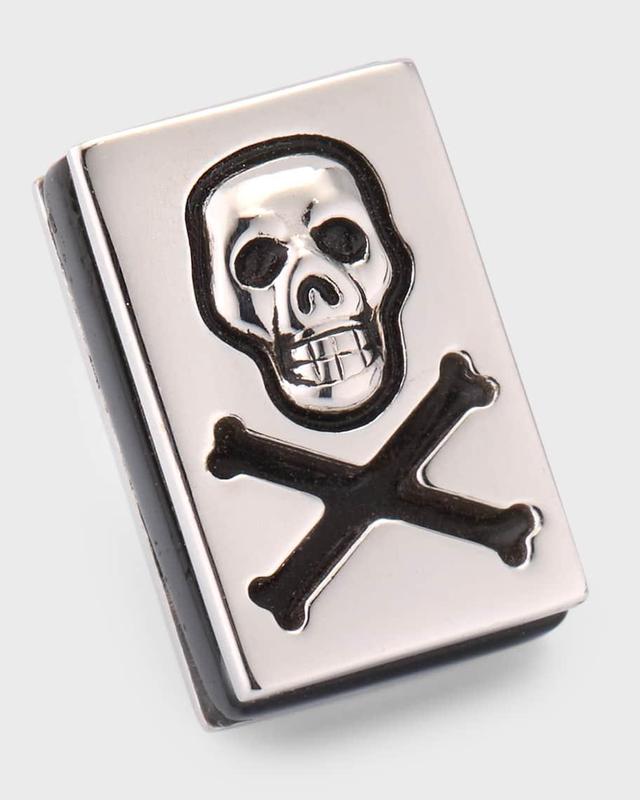 Men's Sterling Silver Skull and Crossbones Lapel Pin Product Image