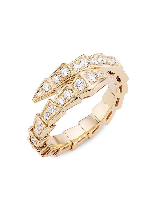 Womens Serpenti Viper 18K Yellow Gold & Diamond Wrap Ring Product Image