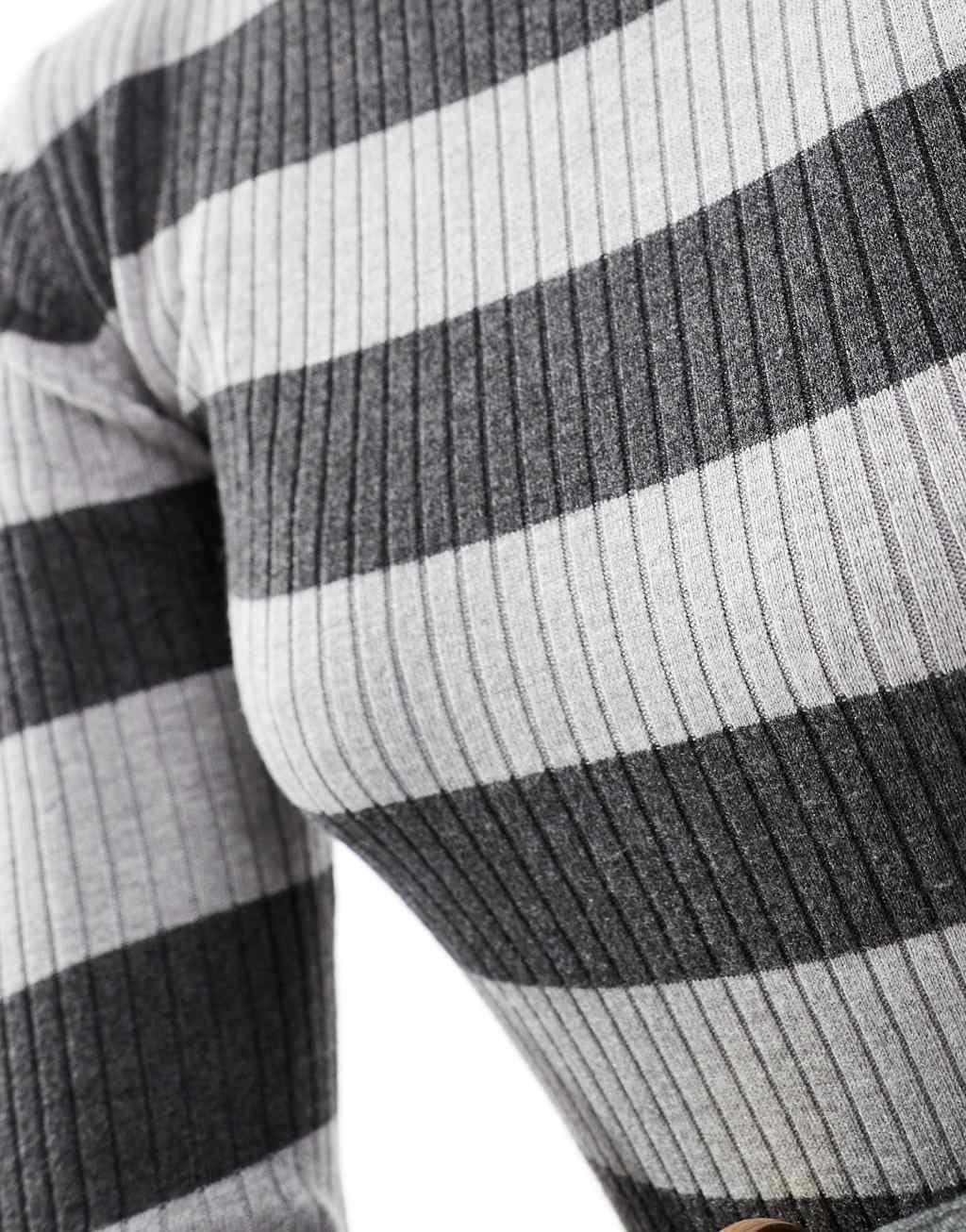 JDY round neck striped sweater in gray Product Image