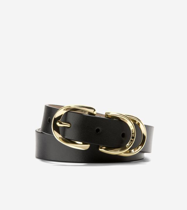 Cole Haan Womens Genuine Leather Sculptured Harness Buckle Belt Product Image