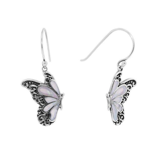 Main and Sterling Oxidized Sterling Silver Butterfly Earrings, Womens, Sterling White Product Image