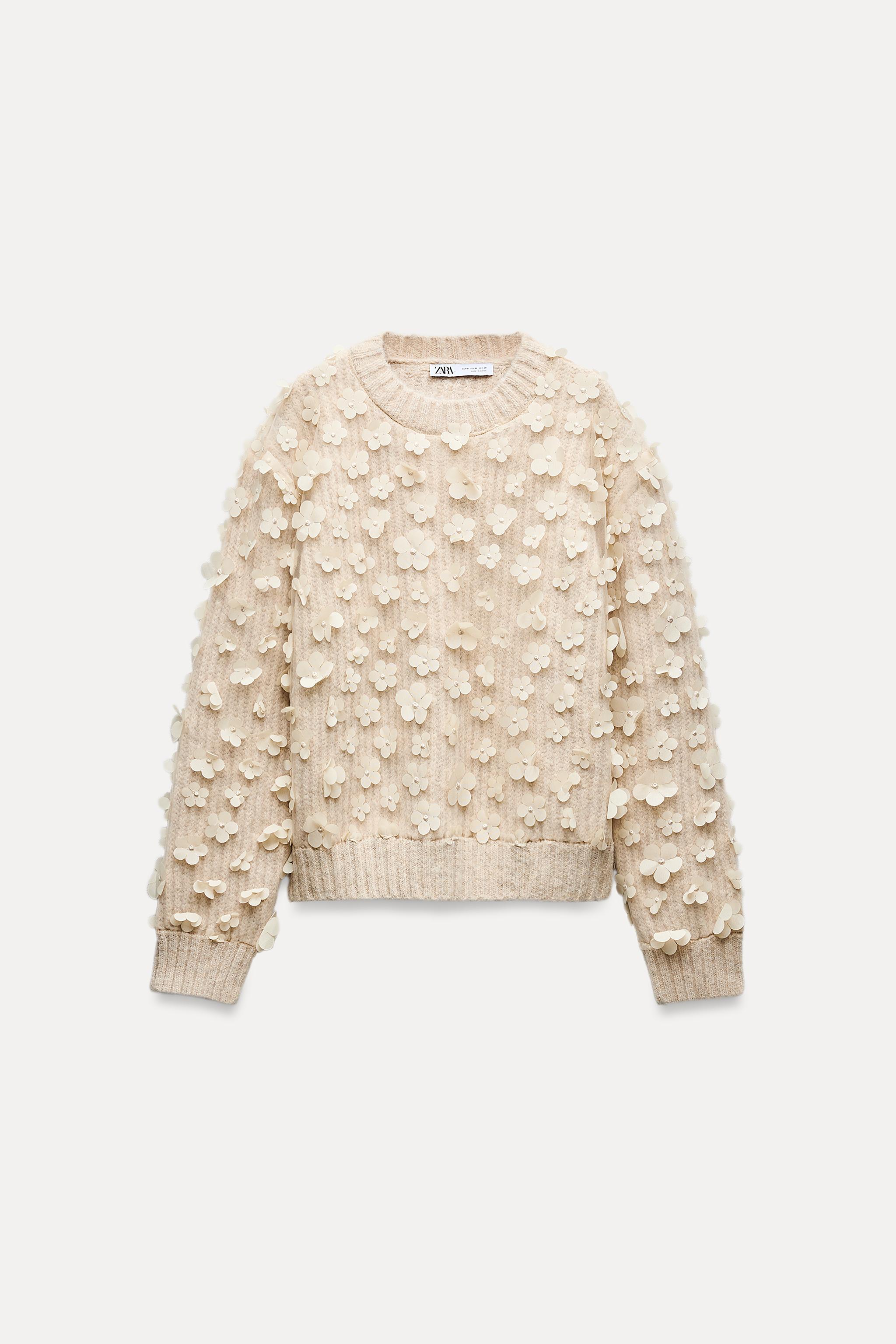 COMBINATION KNIT FLORAL SWEATER Product Image