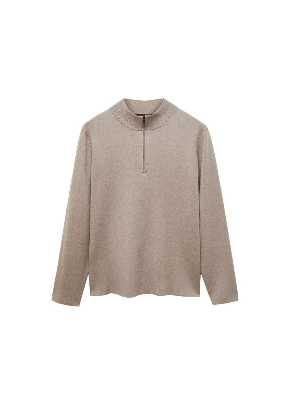 MANGO MAN - Zipped high collar sweater ice greyMen Product Image