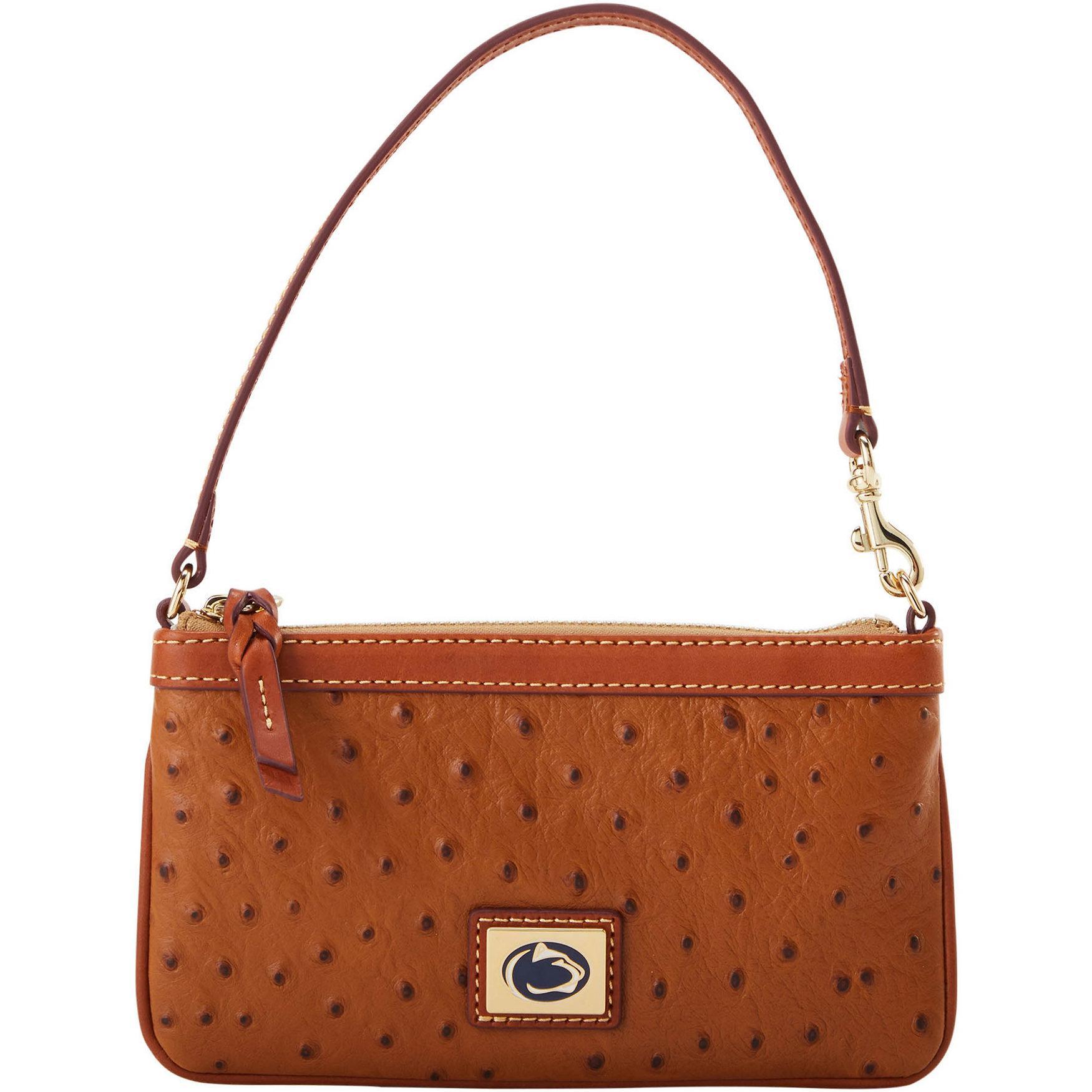 Dooney & Bourke Womens Collegiate Penn State Large Slim Coated Cotton Wristlet in Caramel Product Image