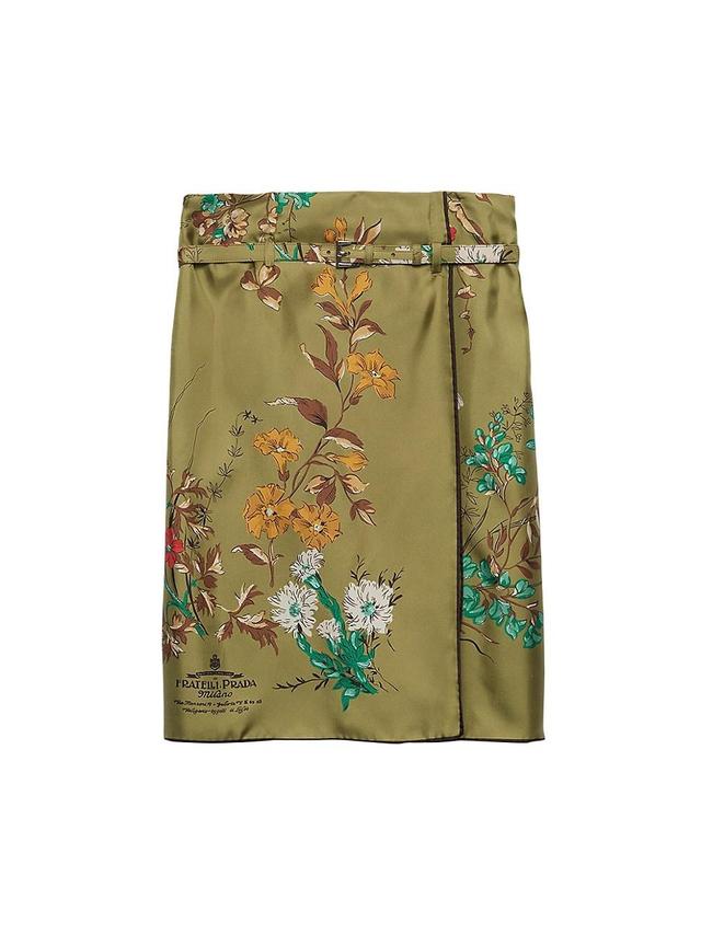 Womens Printed Silk Twill Skirt Product Image